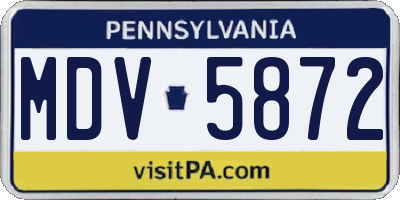 PA license plate MDV5872