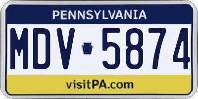 PA license plate MDV5874