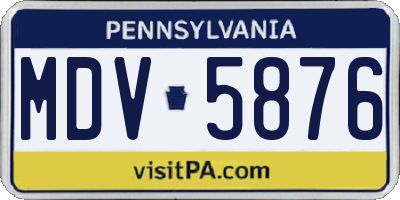 PA license plate MDV5876