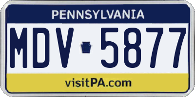PA license plate MDV5877