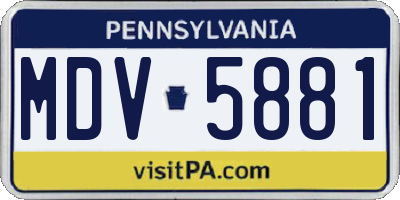 PA license plate MDV5881
