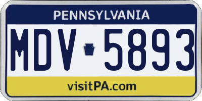 PA license plate MDV5893