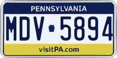PA license plate MDV5894