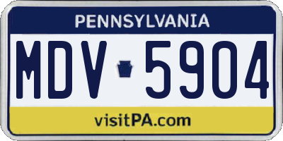 PA license plate MDV5904