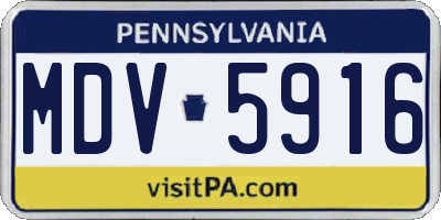 PA license plate MDV5916