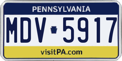 PA license plate MDV5917
