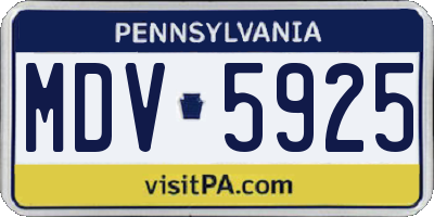 PA license plate MDV5925