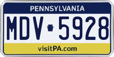 PA license plate MDV5928