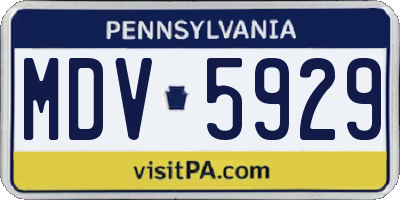 PA license plate MDV5929