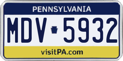 PA license plate MDV5932