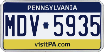PA license plate MDV5935