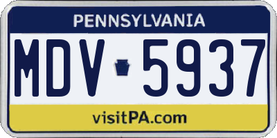 PA license plate MDV5937