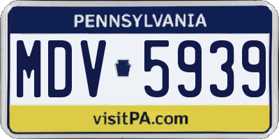 PA license plate MDV5939