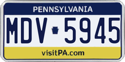PA license plate MDV5945
