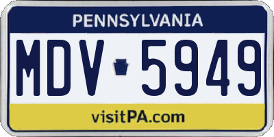 PA license plate MDV5949