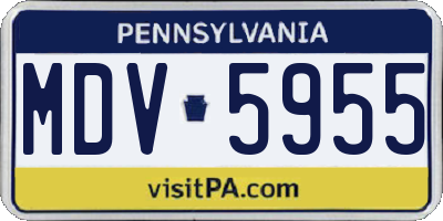 PA license plate MDV5955