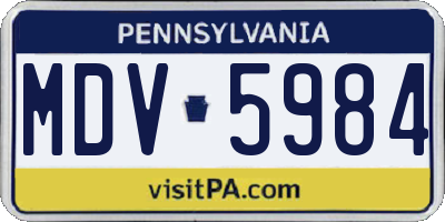PA license plate MDV5984