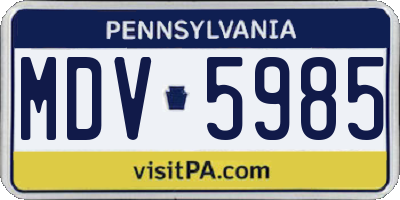 PA license plate MDV5985