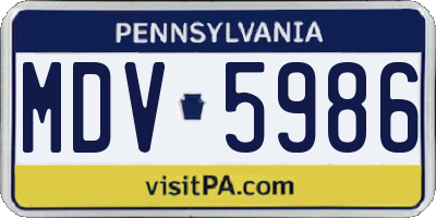 PA license plate MDV5986