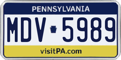 PA license plate MDV5989