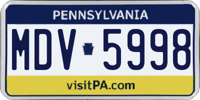 PA license plate MDV5998