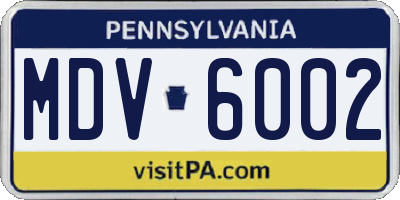 PA license plate MDV6002