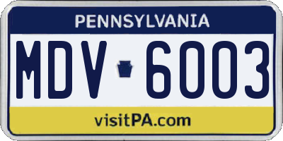 PA license plate MDV6003