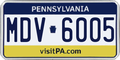 PA license plate MDV6005