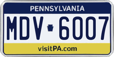PA license plate MDV6007
