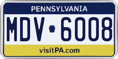 PA license plate MDV6008
