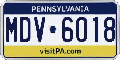 PA license plate MDV6018