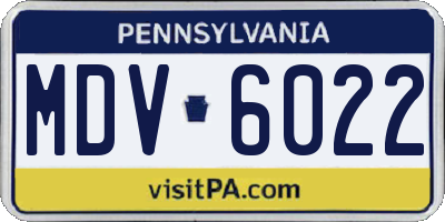 PA license plate MDV6022