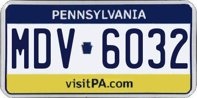 PA license plate MDV6032
