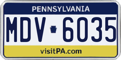 PA license plate MDV6035