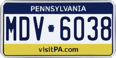 PA license plate MDV6038