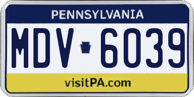 PA license plate MDV6039