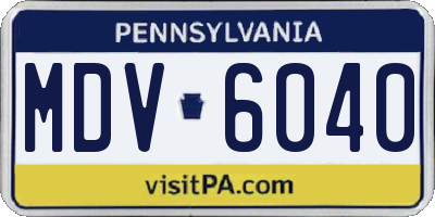 PA license plate MDV6040