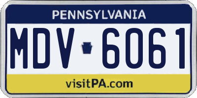 PA license plate MDV6061