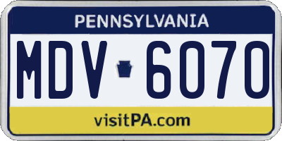 PA license plate MDV6070
