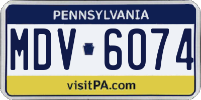 PA license plate MDV6074