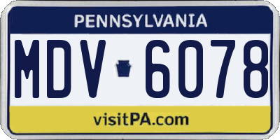 PA license plate MDV6078