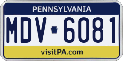 PA license plate MDV6081