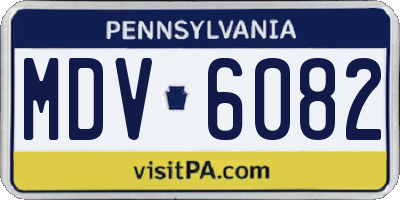 PA license plate MDV6082