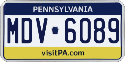 PA license plate MDV6089