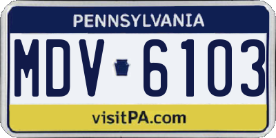 PA license plate MDV6103