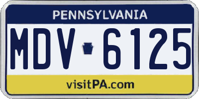 PA license plate MDV6125