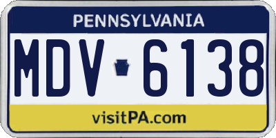 PA license plate MDV6138