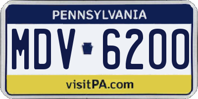 PA license plate MDV6200