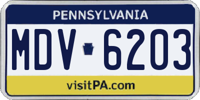 PA license plate MDV6203