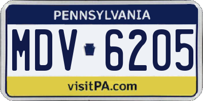 PA license plate MDV6205